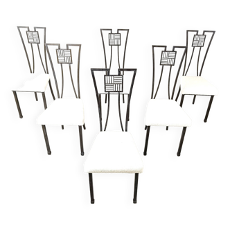 Highback metal dining chairs, 1980s - set of 6