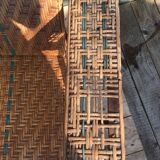 Long wicker and rattan armchair 1950
