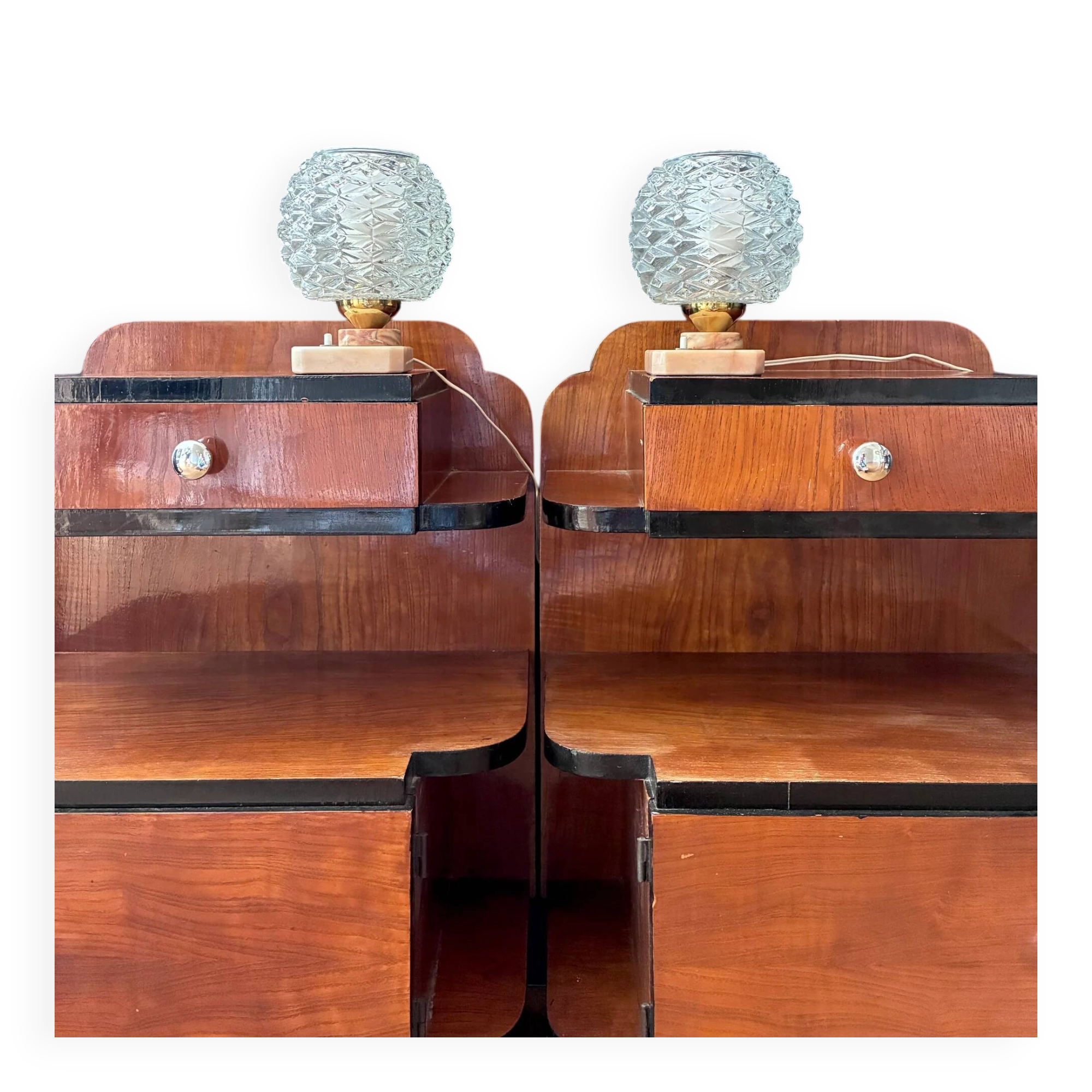 Pair of "Pink" lamps in glass and pink alabaster - 1970.