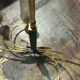 Vintage chandelier in glass and brass 1970