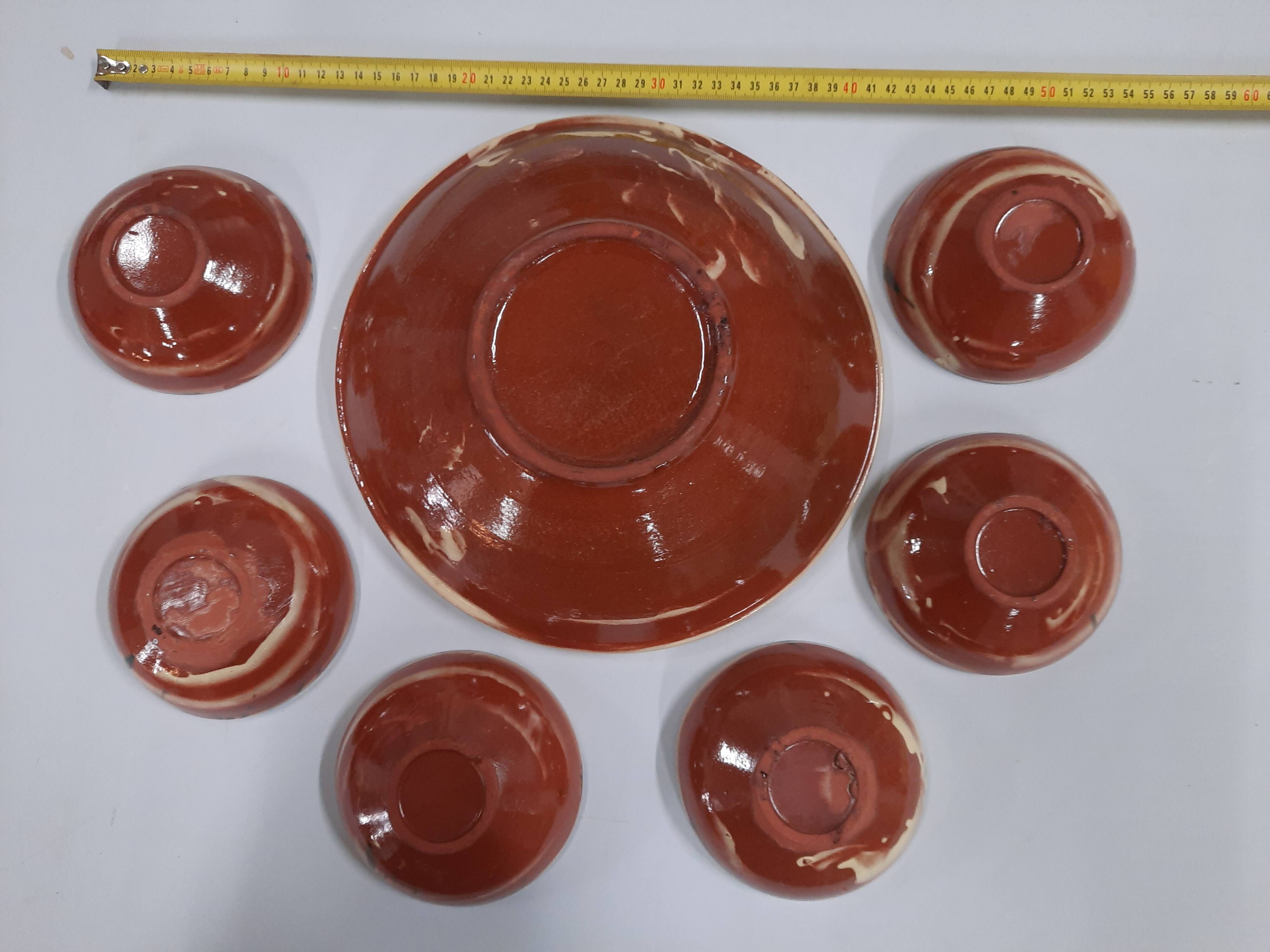 Glazed terracotta dessert service from alsace