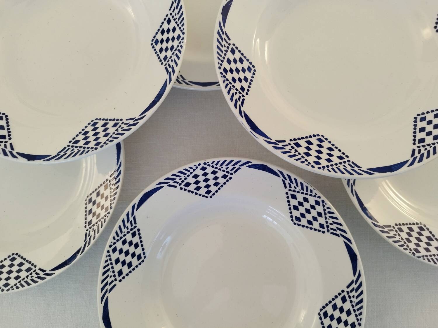 Vintage Moulin des et Hamage Orchies Pantin Earthenware Deep Plates