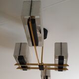 Arlus chandelier 4x2 brass lights prespex 1950/1960 vintage