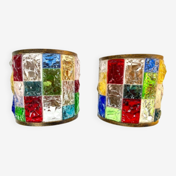 Pair of Poliarte wall lights by Longobard in Murano glass, Italy 1980s