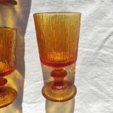 9 orange-stemmed wine glasses circa 1970