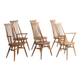 Set of 6 Windsor Dining Chairs in Beech and Elm by Lucian Erc