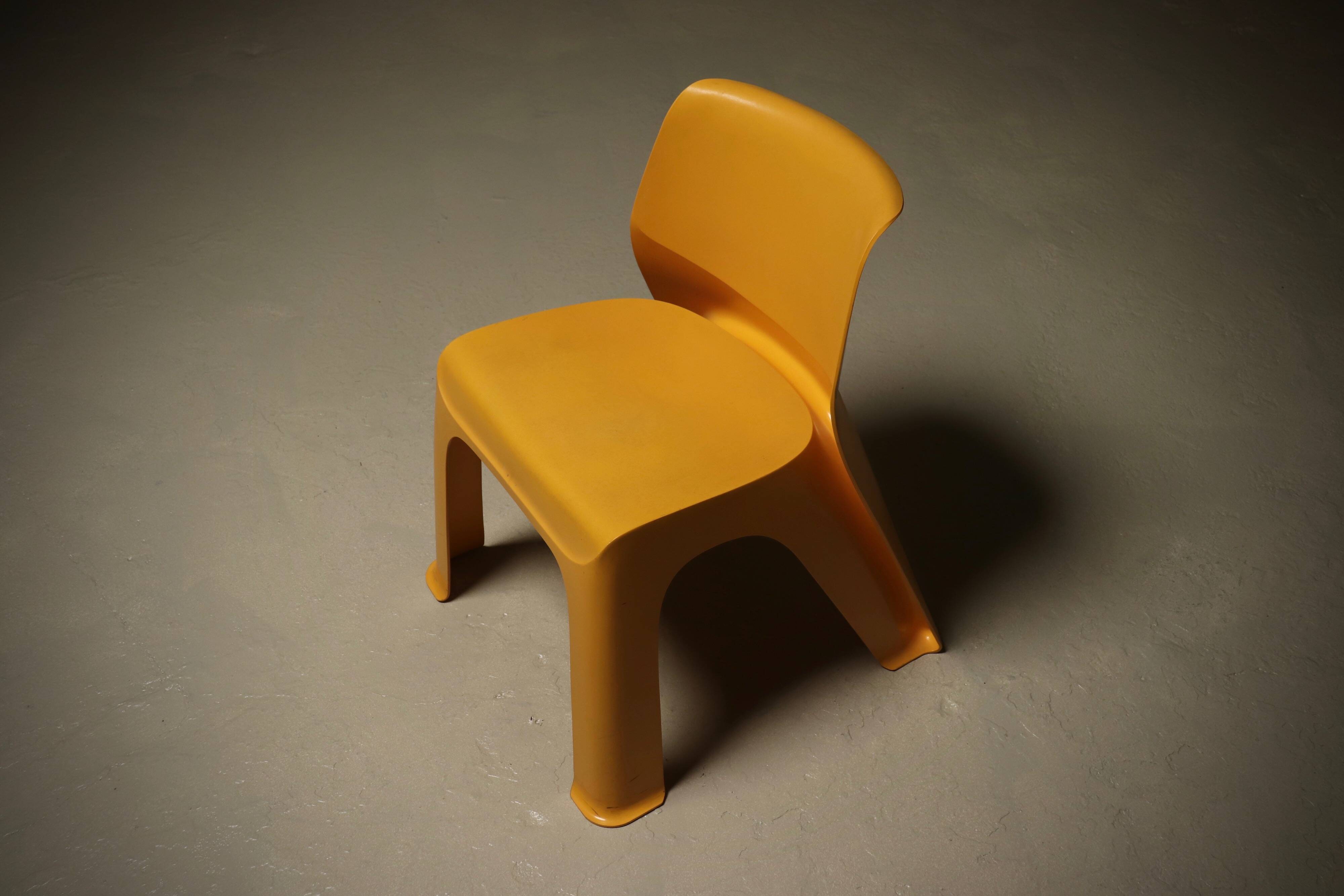 Sculptural Monobloc Chair in Yellow ABS Plastic 1970s