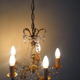 Bronze chandelier and crystal pendants – 5 lights