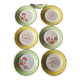 Lot 6 flat plates Flowers Yellow Green Lunéville mismatched