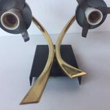 Torch wall sconce in brass and opalin glass, 1950s
