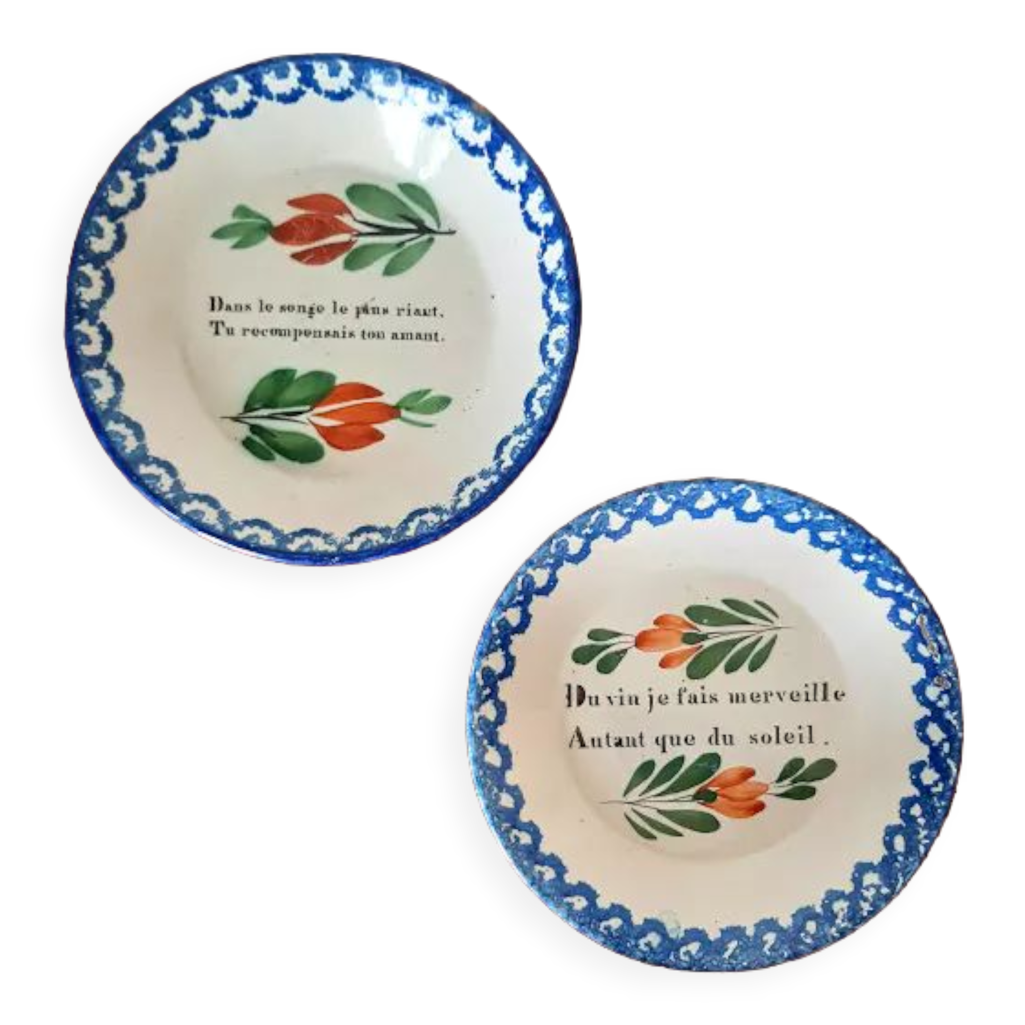 Pair of chatty earthenware plates 19th century