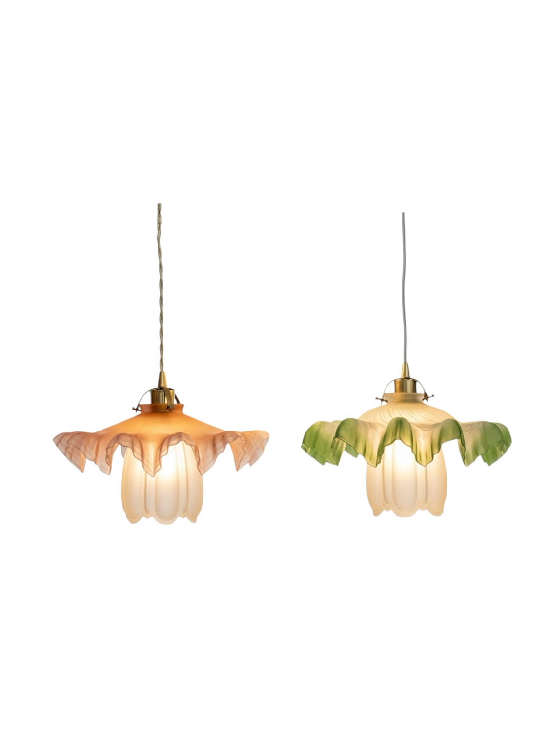 Suspension vintage opaline plissée verte et tulipe verre art déco
