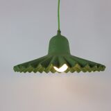 Two lamps/ pendant lamps in recycled cardboard, pink and green, seletti