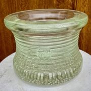 Vacuum pocket container art deco modernist glass, crystal stamp to decipher