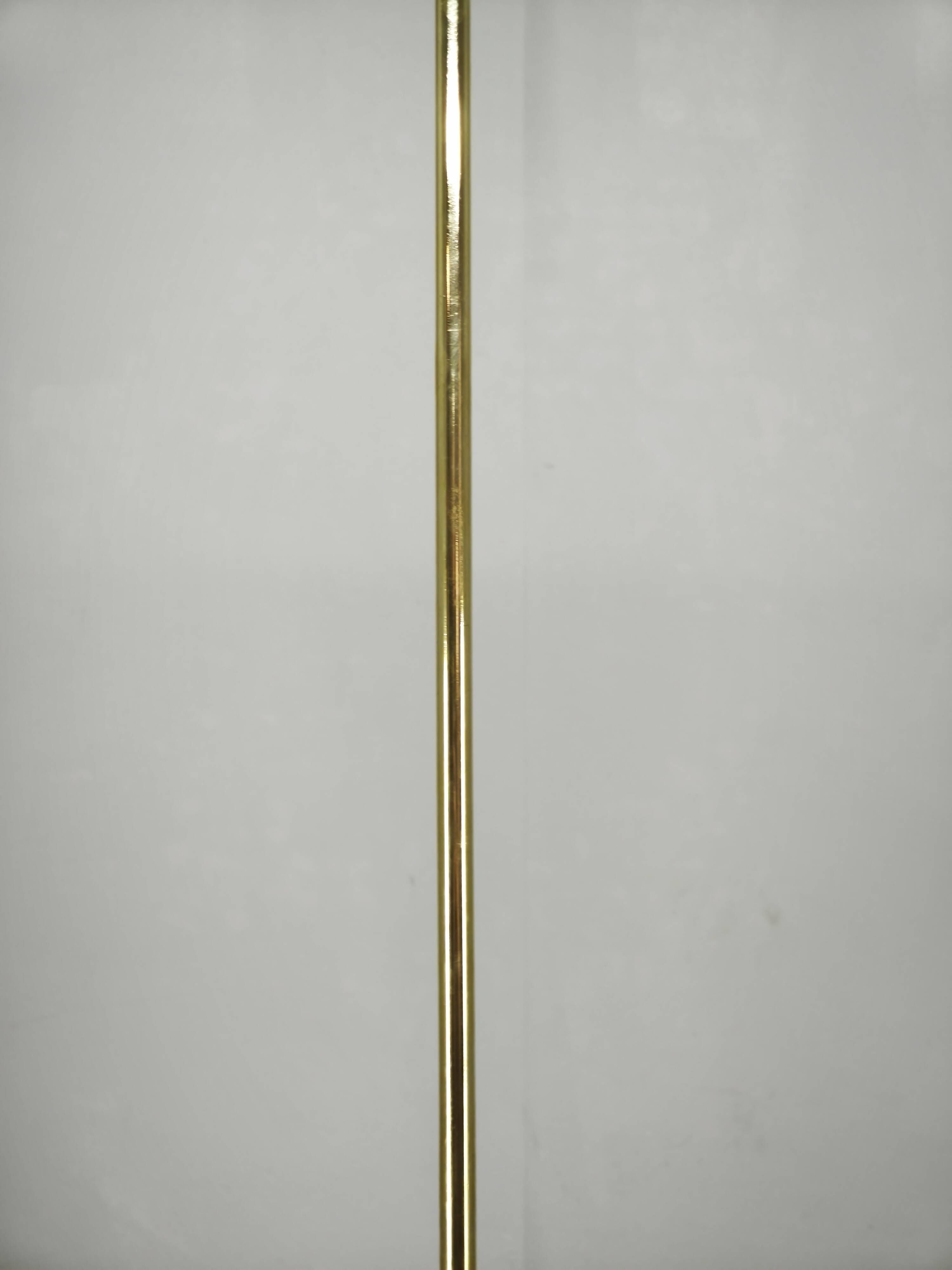 1930s Art Deco Brass and Opaline Glass Globe Chandelier, Czechoslovakia