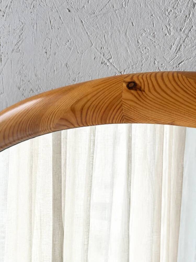 Oval pine mirror Glasmaster Markaryd Sweden 1970s
