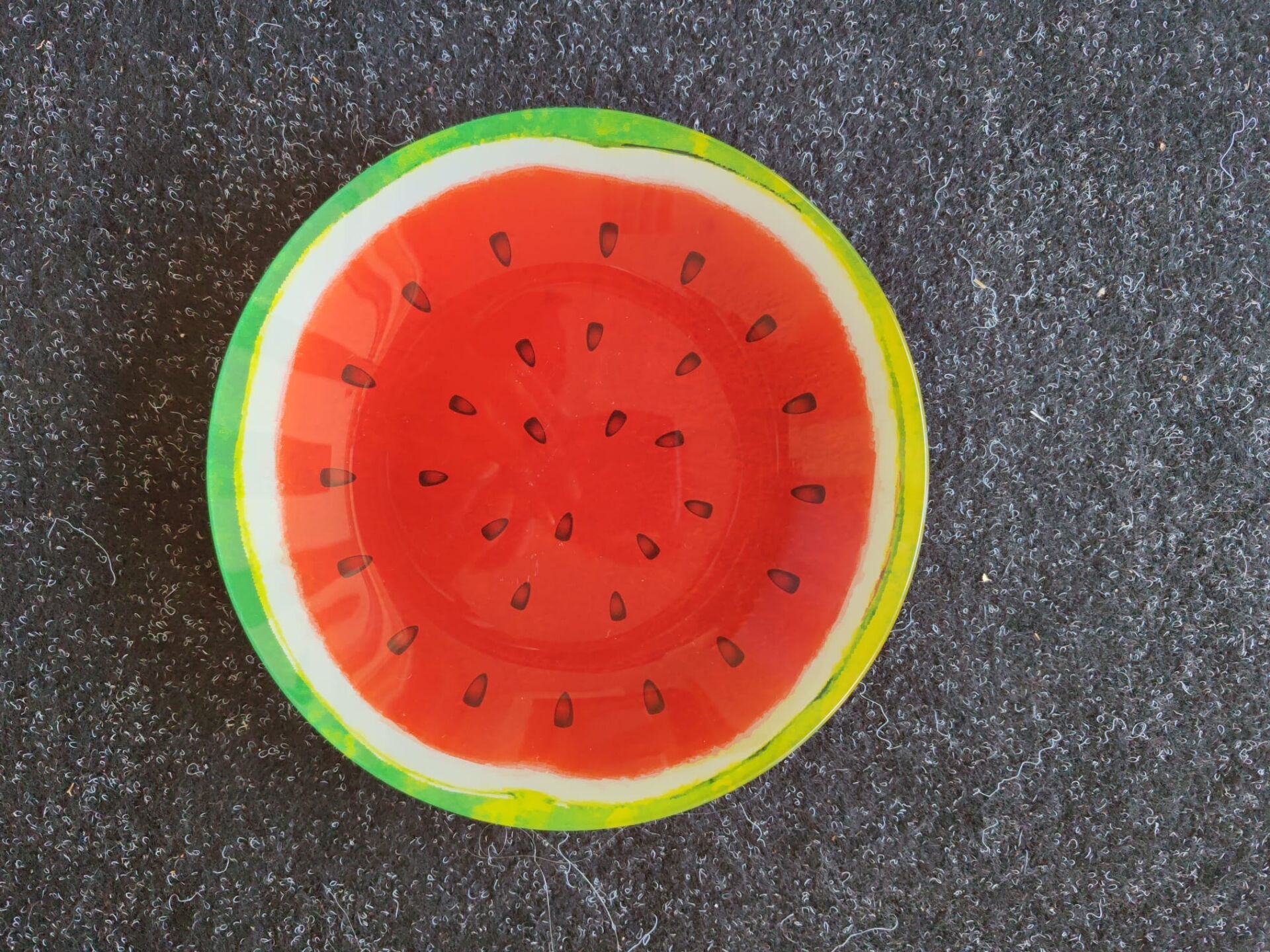Assiette plate en verre à décor pastèque