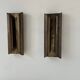 Pair of vintage wall lights in patinated brass, France 1970