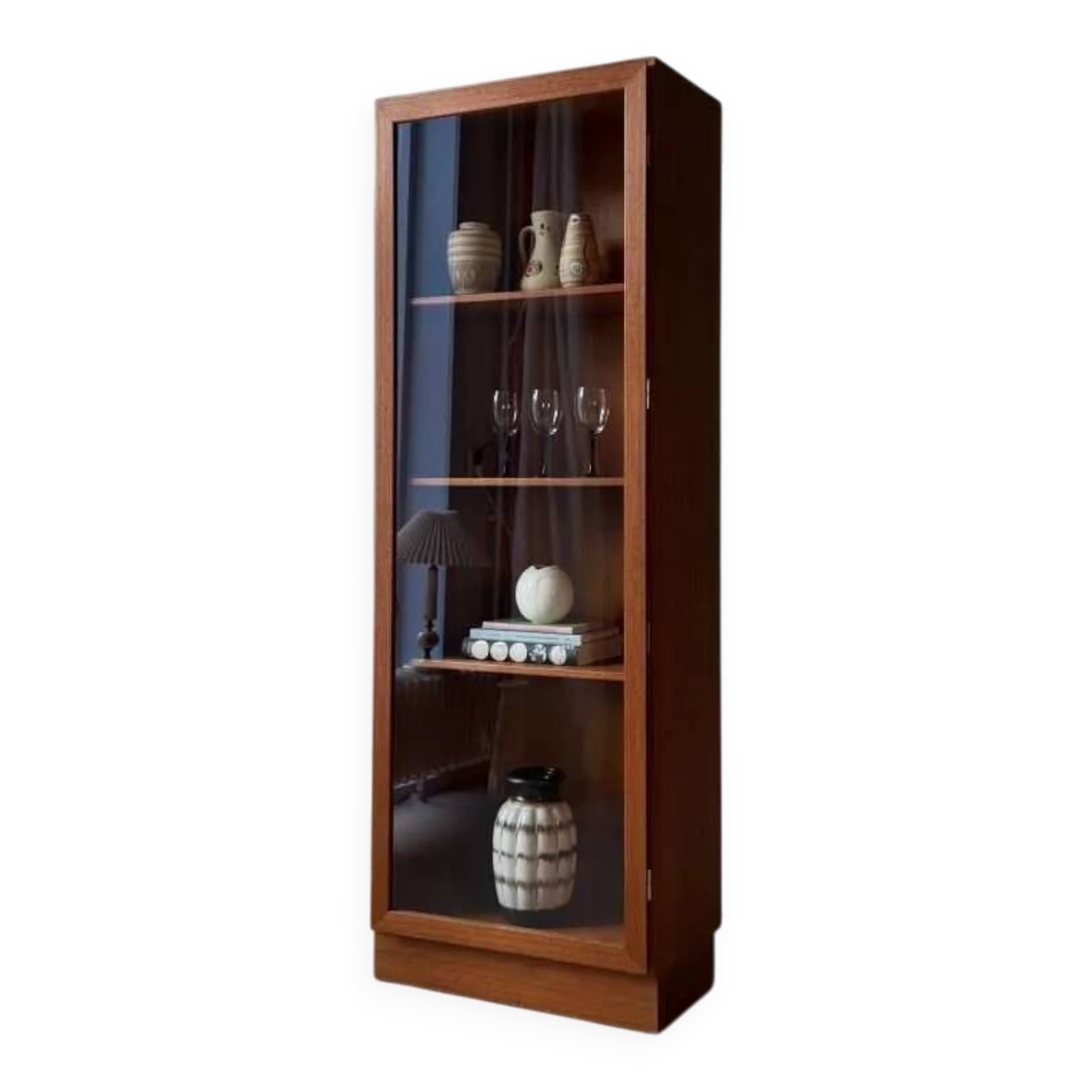 Teak display cabinet Omann Jun Danish design from the 1960s.