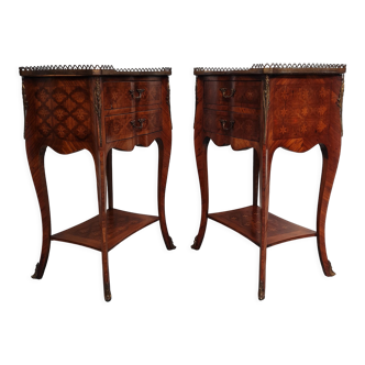 Pair of kingwood bedside tables c1920