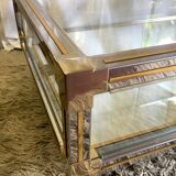 Glass and gold glass and metal coffee table 70