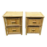 Pair of bamboo bedside tables