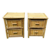 Pair of bamboo bedside tables