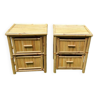 Pair of bamboo bedside tables