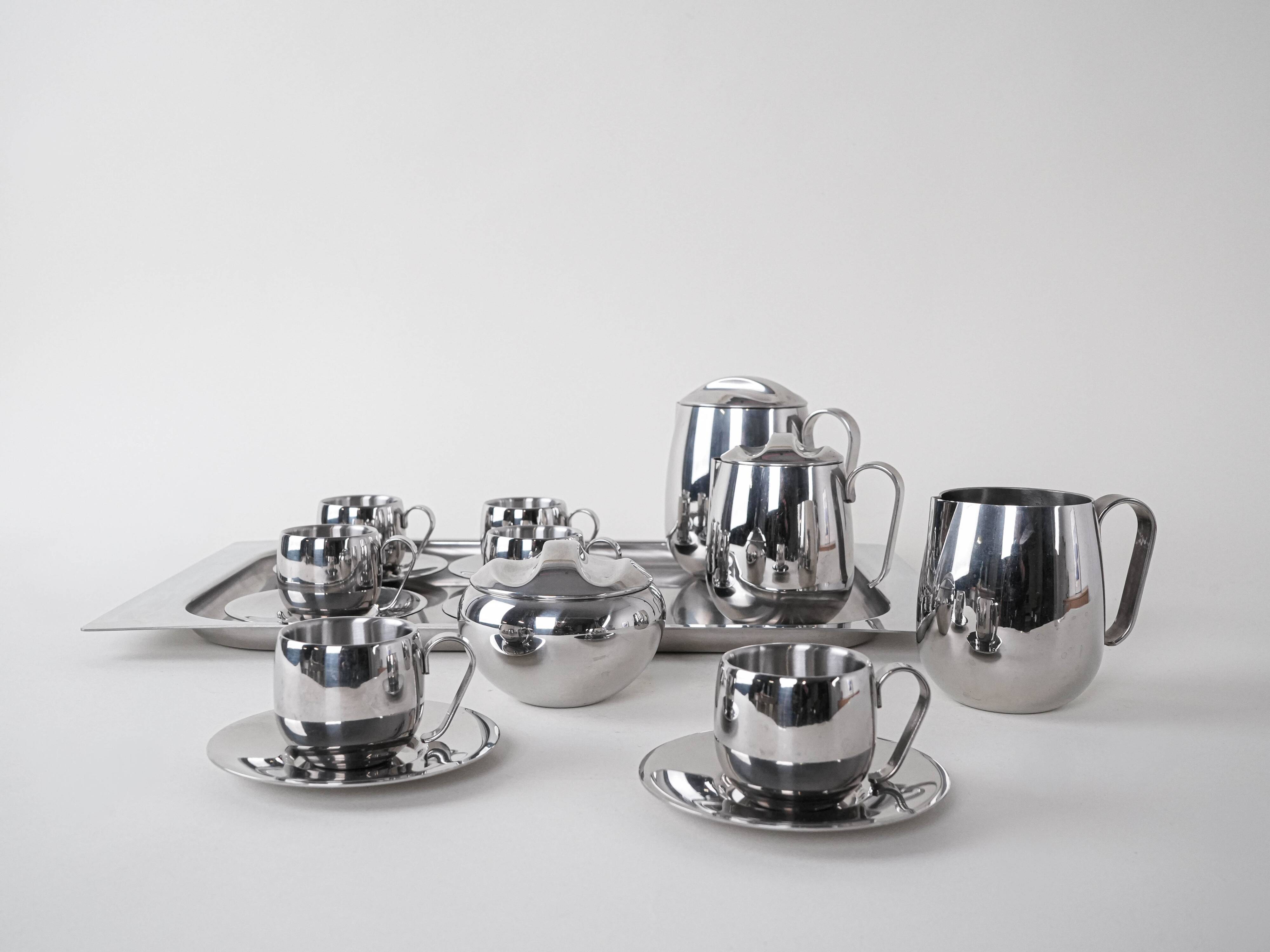 Coffee and tea set, Italian design, 1980s, made in Italy