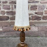 Vintage floor lamp wood & fabric 1970