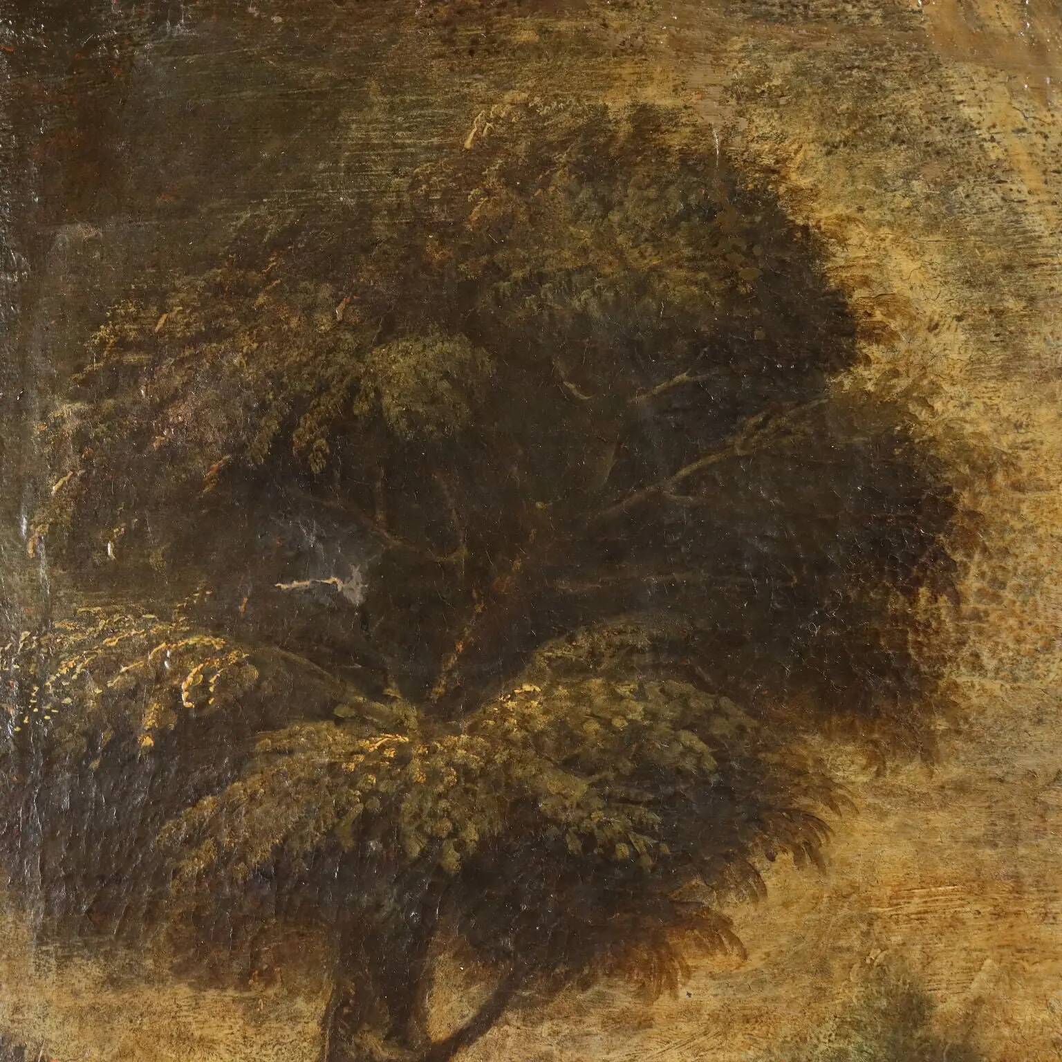 Landscape with shepherd and sheep, oil on canvas, 18th century.