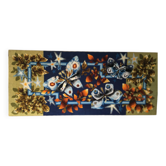 French tapestry canvas finished butterflies LURCAT style