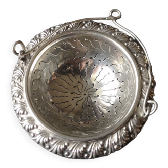 Tea pass or tea strainer, minerva punched solid silver - end of XIXth century