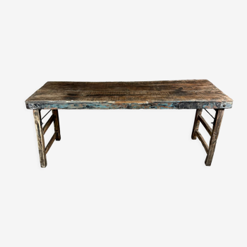 Brutalist console or folding iron table and wooden top