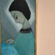Original Swedish oil on canvas – "Lady" by Helge Holmlund – Signed – vintage and framed – 65 × 36.5 cm (25.6" × 14.4")