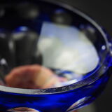 Cobalt blue carved crystal vase - Cristallerie de Lorraine