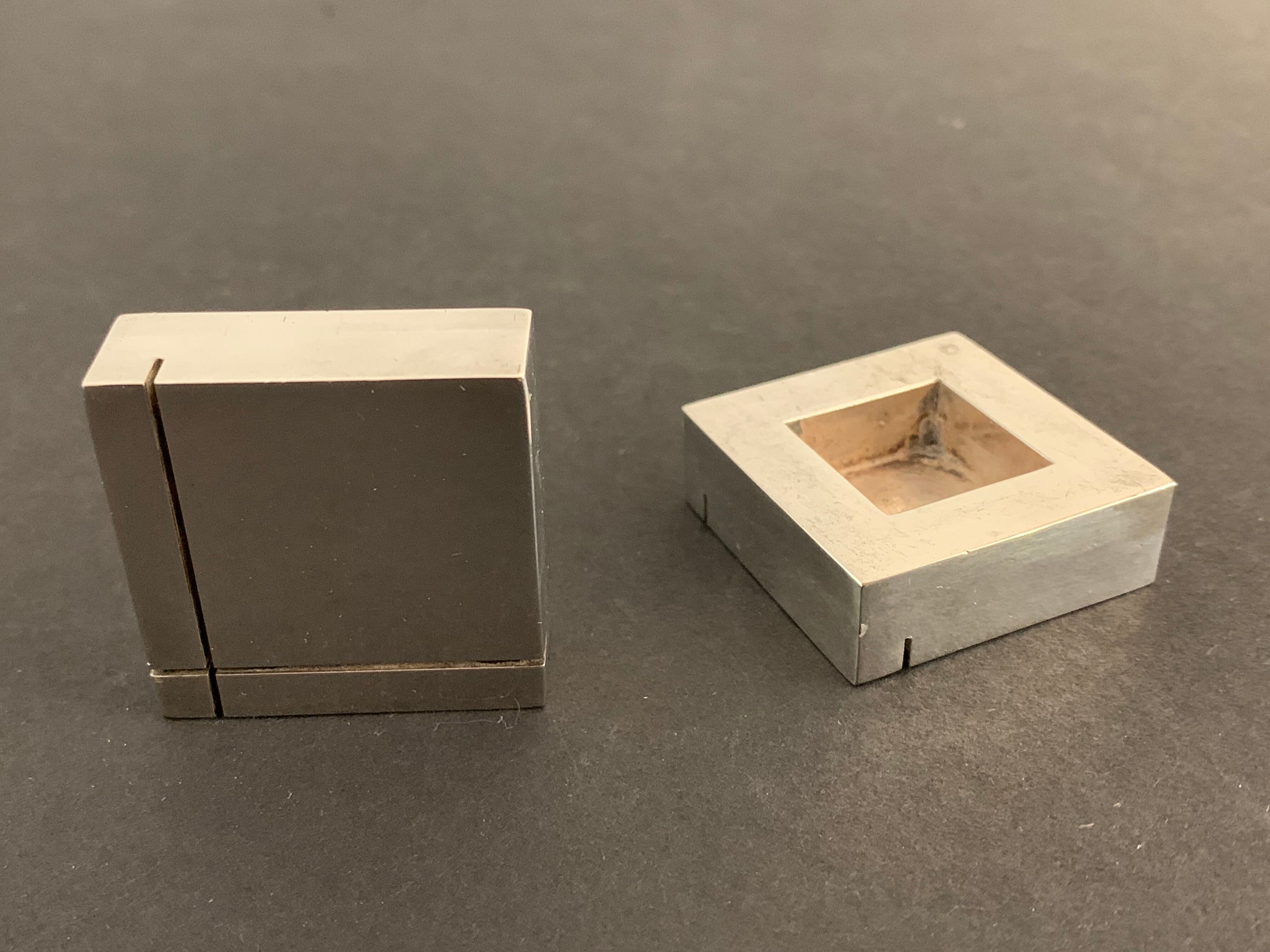 6 square silver metal knives with AVM Paris punch