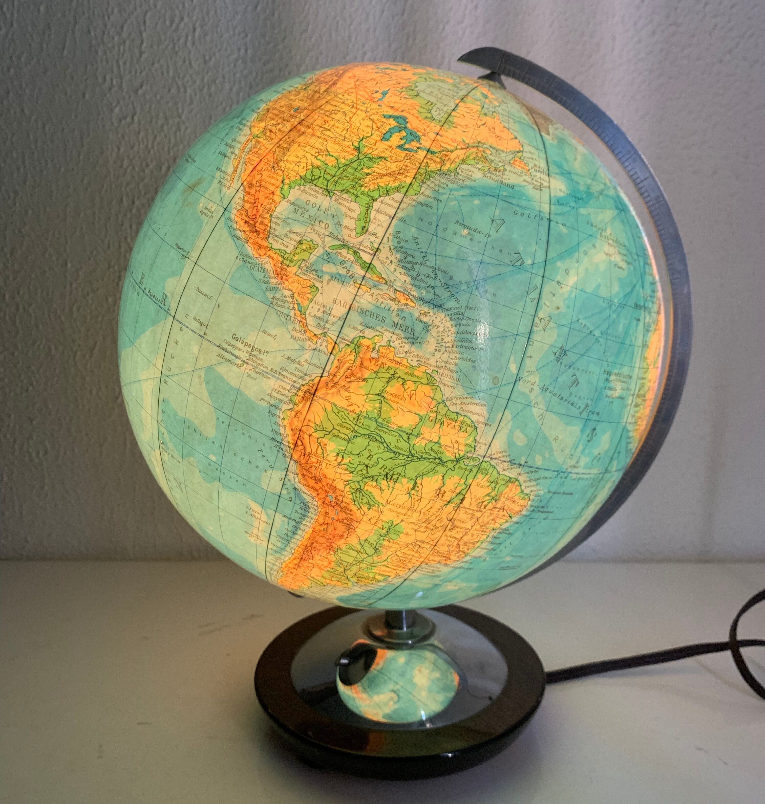Vintage globe 1960 German glass Columbus duo - 34 cm
