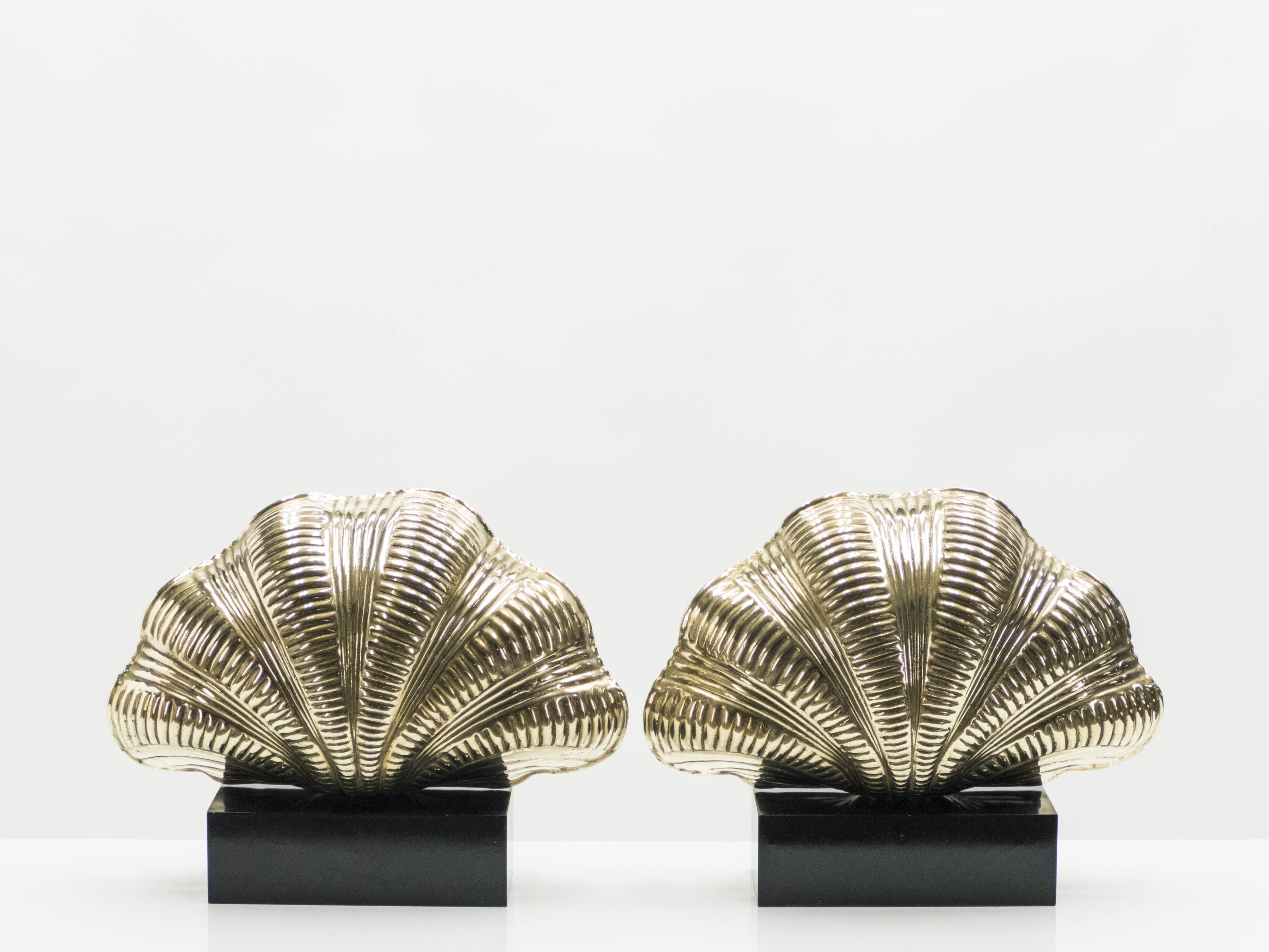 Pair of Italian lamps brass shell around 1960