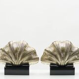 Pair of Italian lamps brass shell around 1960