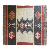 4x4 Ft-Jute\Wool Handwoven Kilim Rug,Home Decor,Living,Gift,Wall Decor,Floor,Celling Rug,RUG\CARPET.
