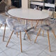 Suite of 6 chairs, wooden cookie legs, design Studio Zetass, Infiniti