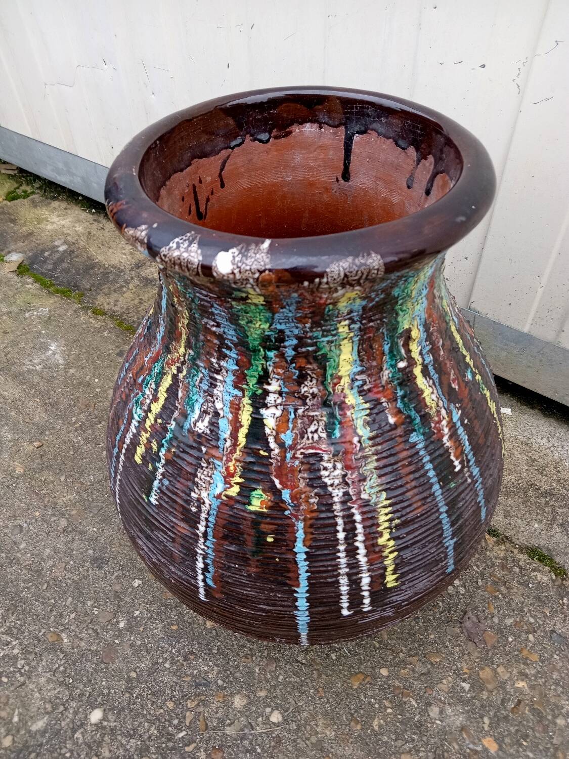 Old vintage ceramic flower pot