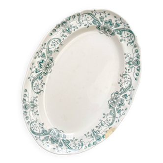Antique oval dish from Terre de Fer "Figuig" – Longchamp 19th century