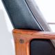 Vintage Scandinavian lounge chair by Bröderna Andersson, teak and black faux leather upholstery, 1950s-1960s.