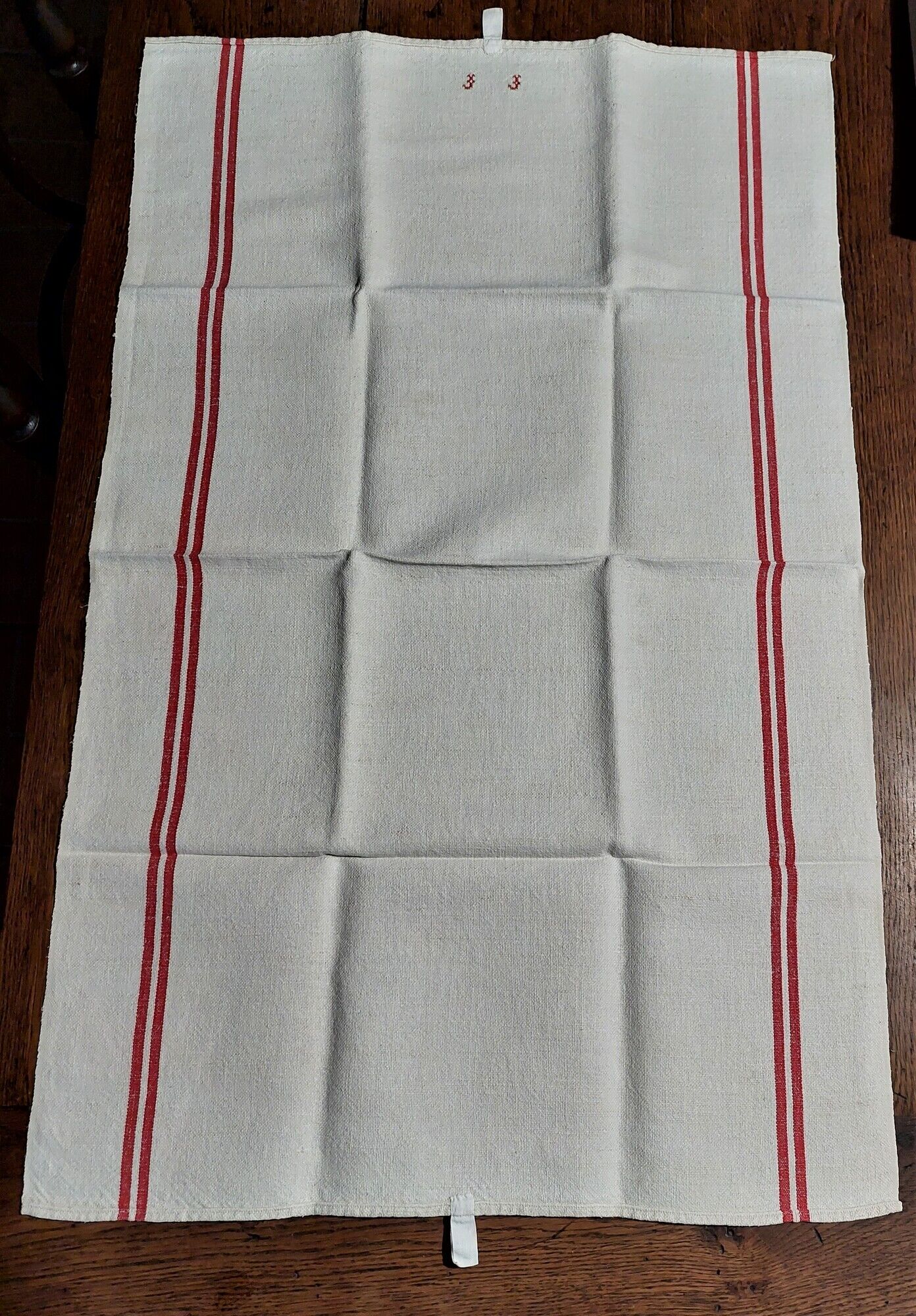 Old tea towels series of three monogram red J J hemp 57 X 90 cm