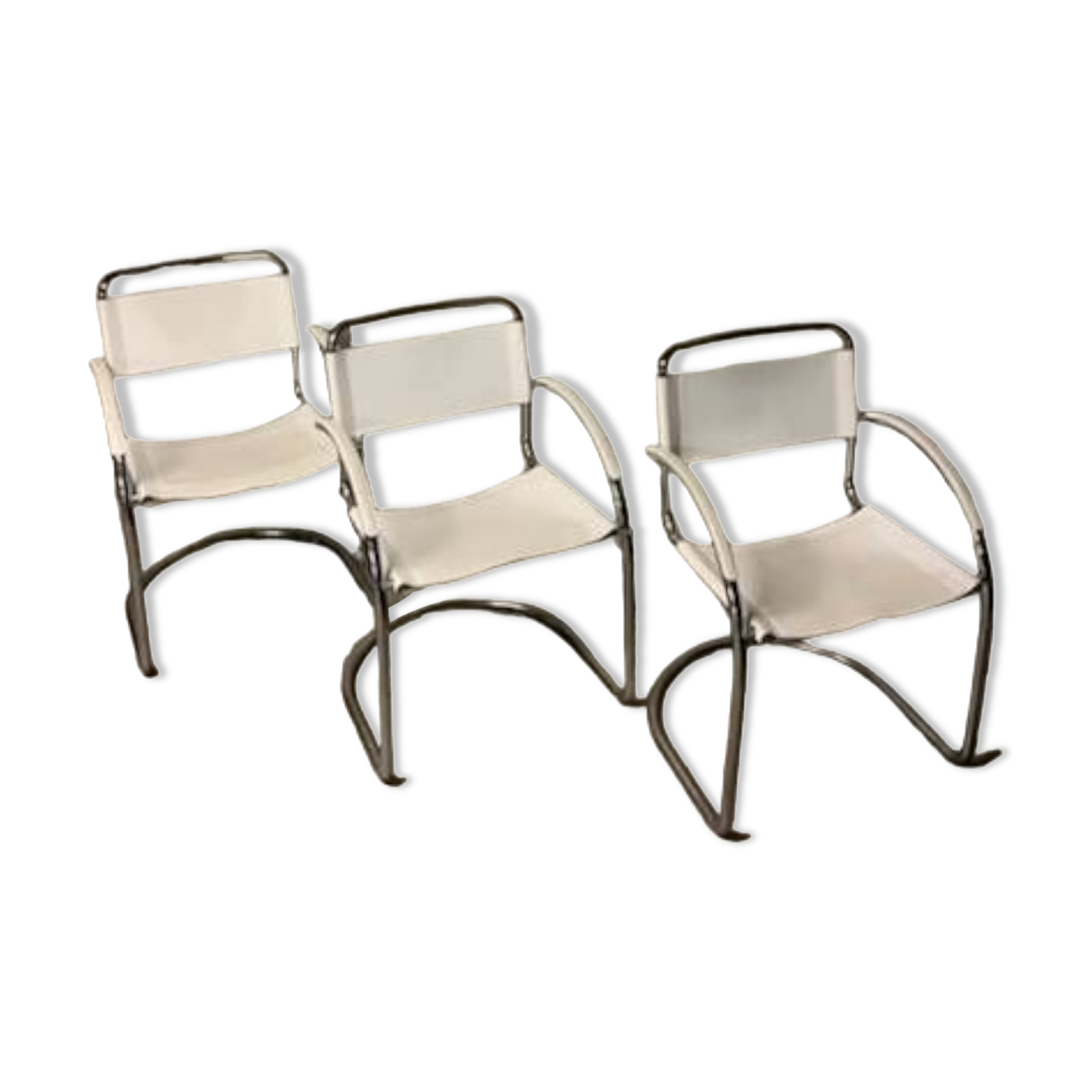 Lot of three vintage tubular armchairs from the 70's