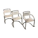 Lot of three vintage tubular armchairs from the 70's