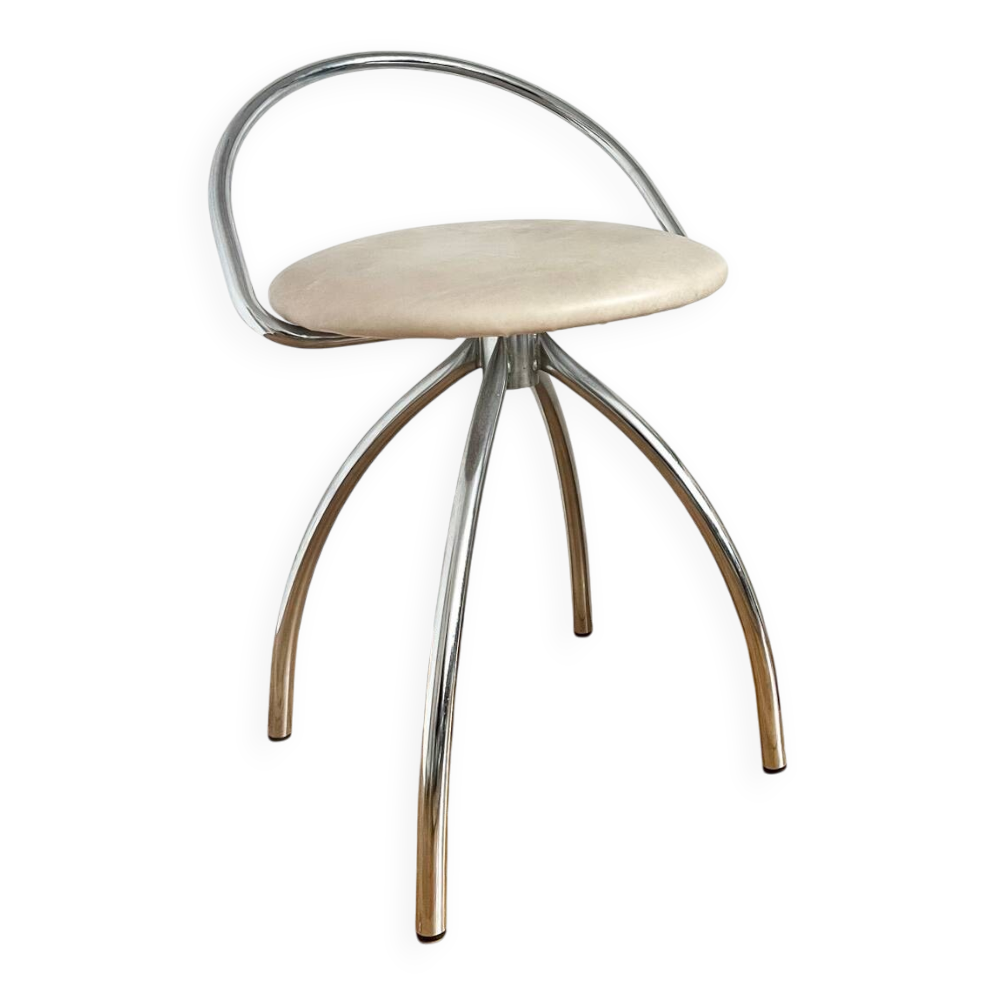 Vintage chrome metal swivel chair