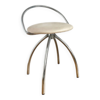 Vintage chrome metal swivel chair